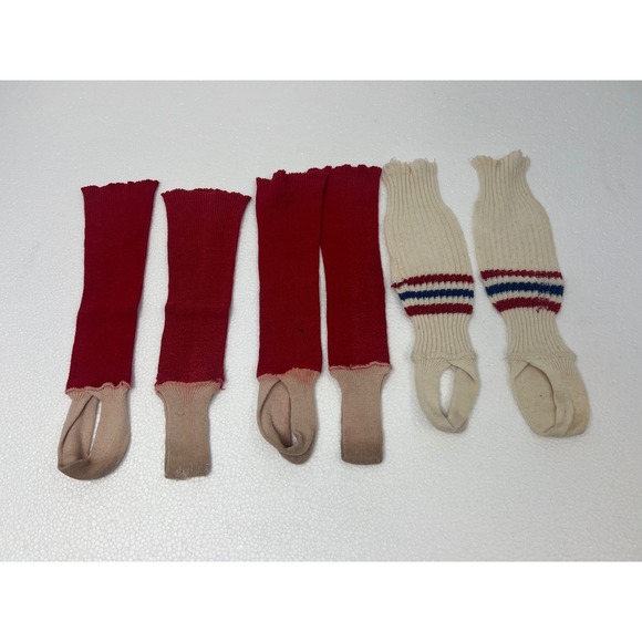 Other - Vintage Baseball Stirrup Socks Lot Red White Striped Retro Athletic Tube High